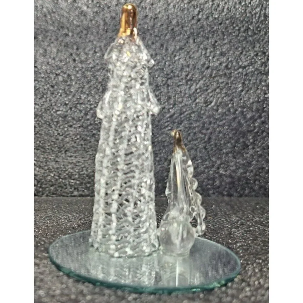 Vintage Spun Glass Lighthouse and Sailboat on Mirror Base